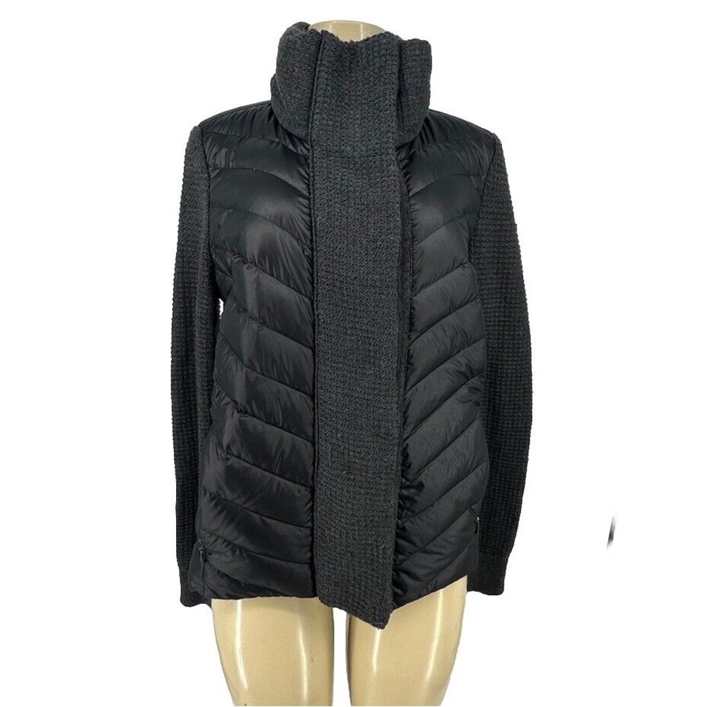 Athleta Womens Wool Knit Sweater Sleeve Goose Down Filled Puffer Jacket‎